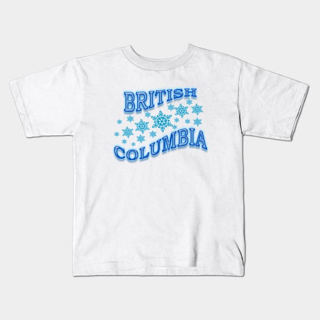 Blue Snowflakes British Columbia, Pacific West Coast Kids T-Shirt by Star58